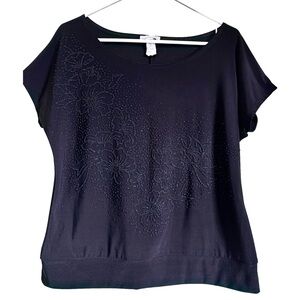 Elegant Beaded Sleek Black Top